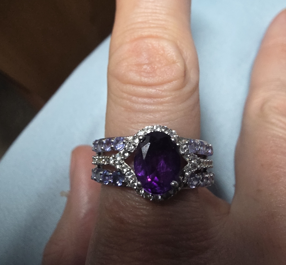 Purple Gemstone Halo Split-Shank Ring